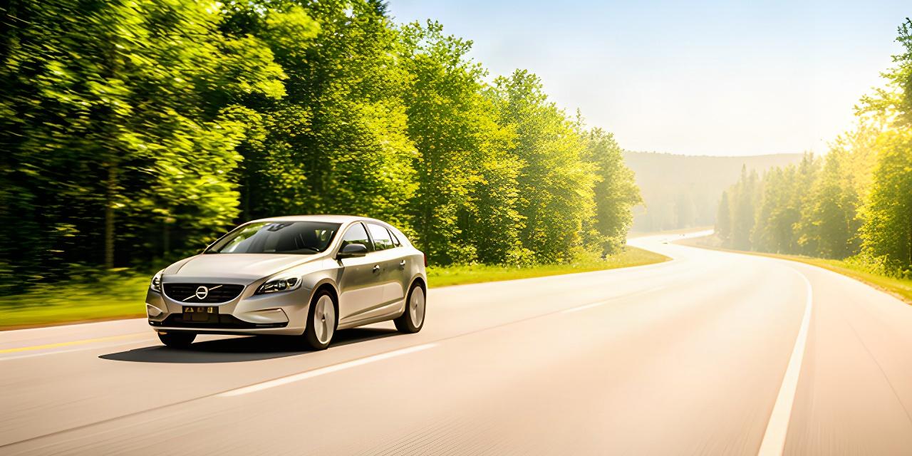 Car travelling on a sunny summer highway with green Quebec forest beside the road