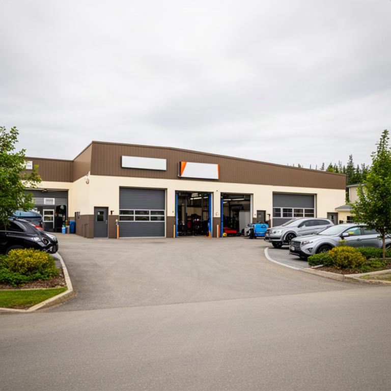 Exterior of an automotive repair facility on Boulevard Saint-Paul in Saguenay, Quebec